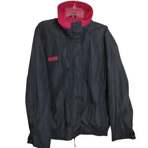 4483)Vtg Columbia Sportswear Women Black Pink Bugaboo Button Zip Nylon Jacket L